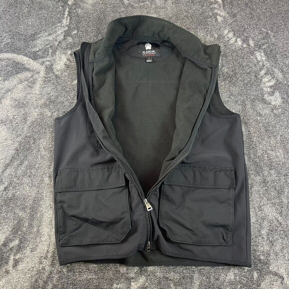 Duluth Alaskan Hardgear Cargo Fleece Vest Pockets Men's L Black Workwear - Picture 8 of 11